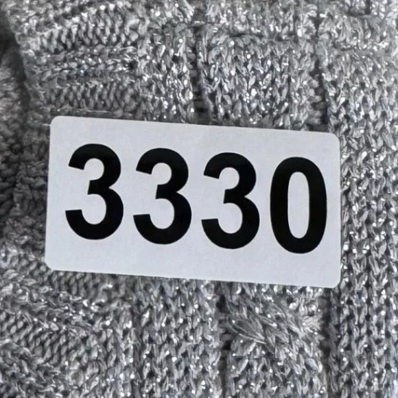 Lauren Ralph Lauren Women's Metallic Silver Cable Knit Sweater Size L *FLAW - Picture 11 of 11